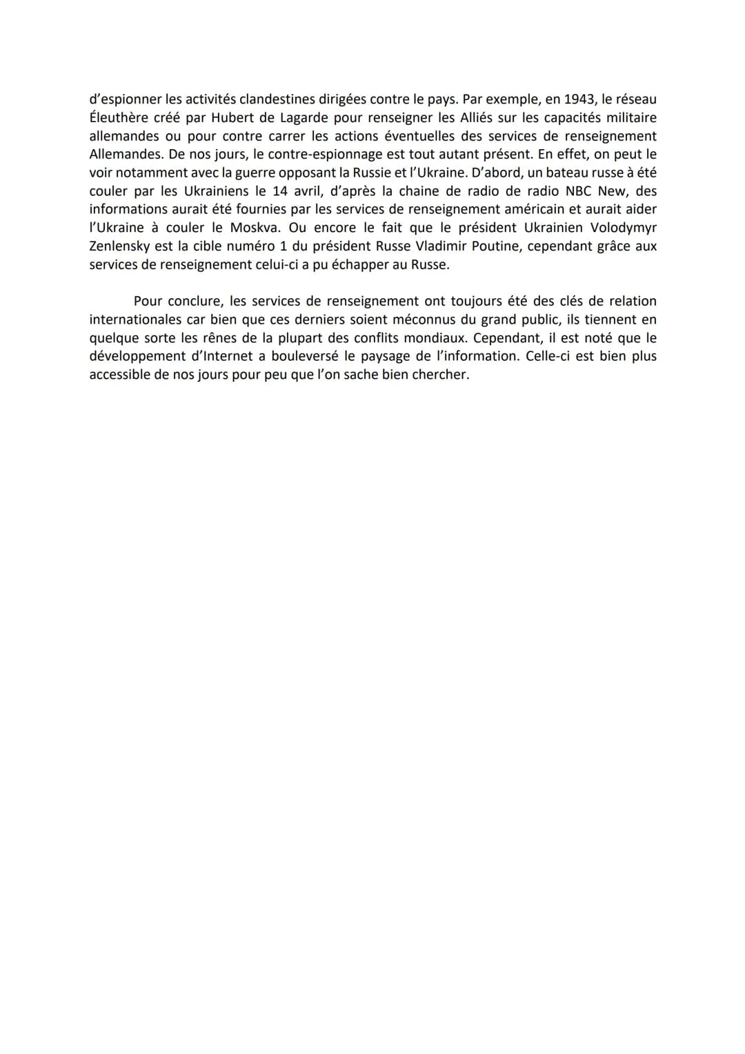 Les services de renseignement sont-ils des clés dans les relations internationales ?
J'ai choisi d'aborder le sujet des services de renseign