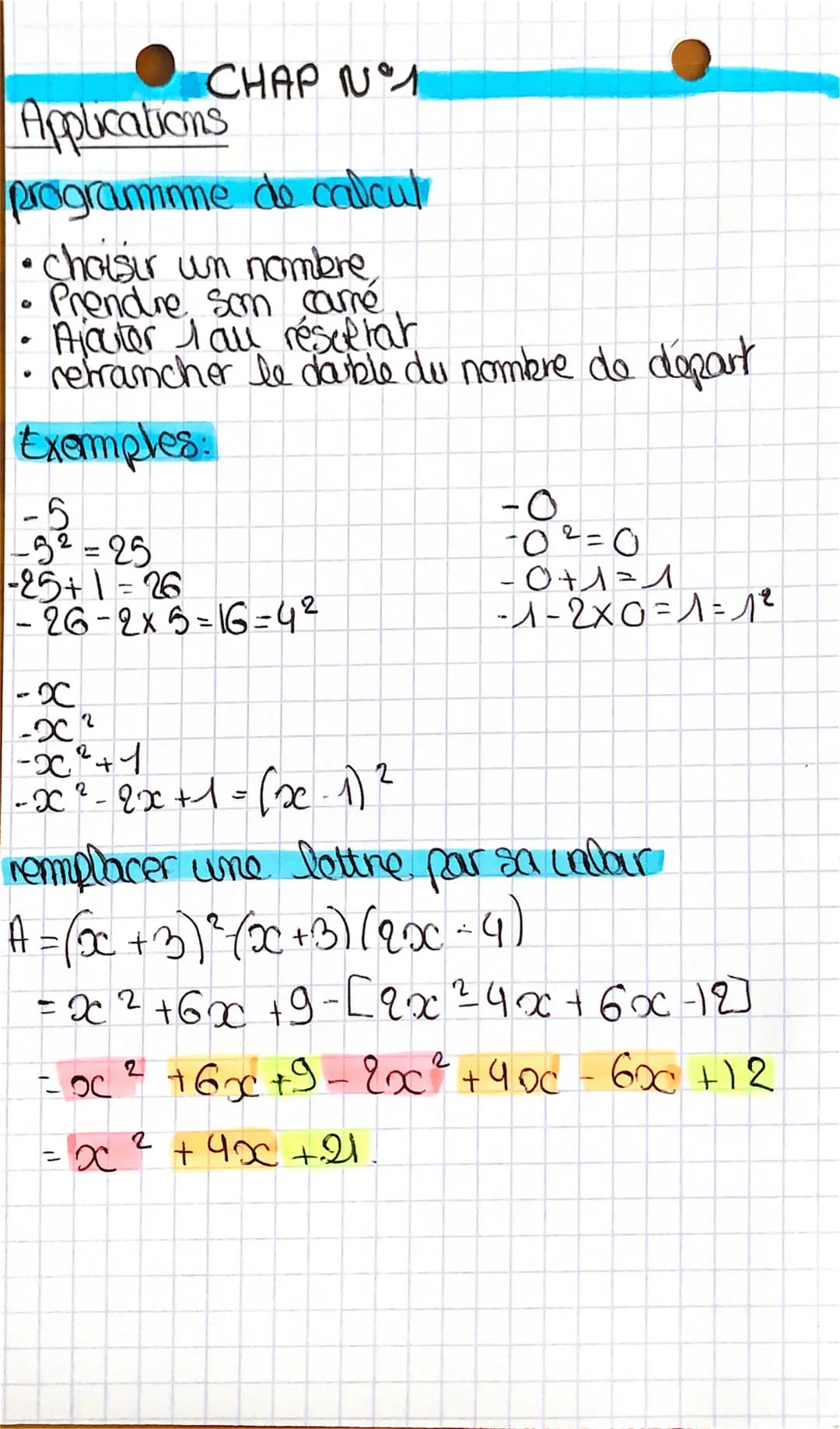 Снар пол
Applications
programme de calcul
choisir un nombre,
Prendre som
came
Ajouter I au résultat
retrancher le double du nombre de départ