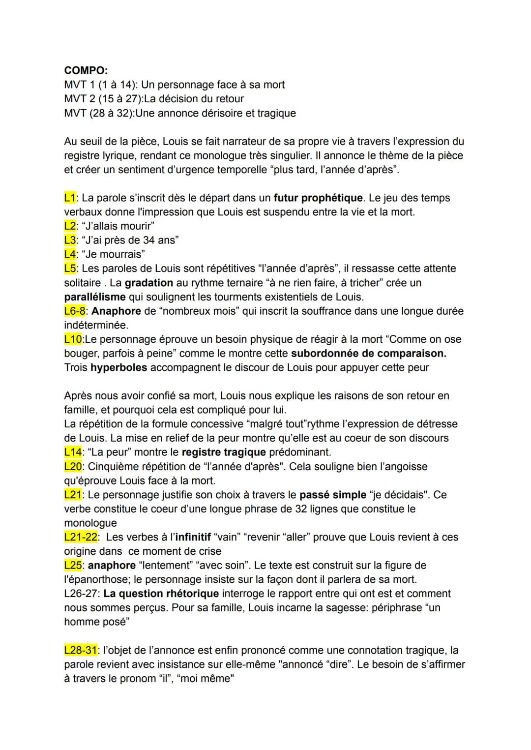 I.LE THÉÂTRE
ORAL DE FRANÇAIS SESSION 2023
1. Lagarce, Juste la fin du Monde, Prologue.
LOUIS. - Plus tard, l'année d'après
- j'allais mouri