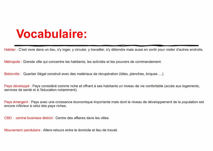 Chapitre 1: Habiter
une métropole
Problématique : Comment habiter et cohabiter
durablement dans une métropole ? 1°/: Habiter une métropole:

