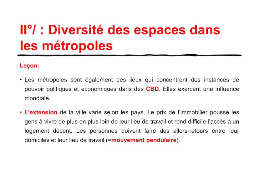 Chapitre 1: Habiter
une métropole
Problématique : Comment habiter et cohabiter
durablement dans une métropole ? 1°/: Habiter une métropole:
