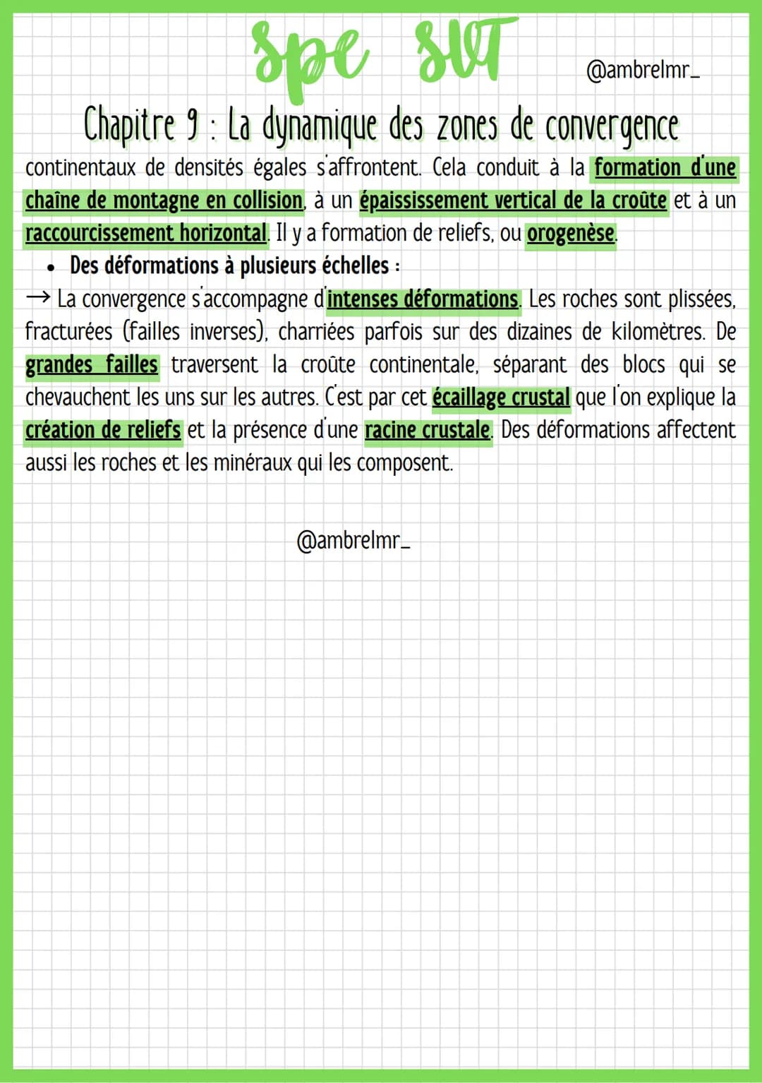 @ambrelmr_
Chapitre 9: La dynamique des zones de convergence
CONVERGENCE LITHOSPHÉRIQUE ET SUBDUCTION
Marqueurs de subduction :
→ L'un des m