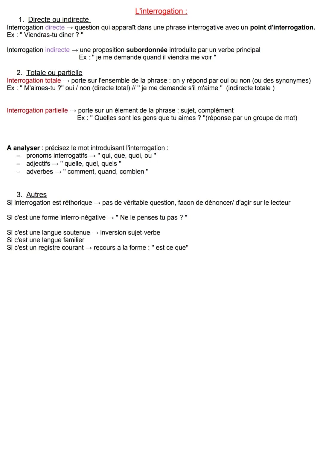 → forme de phrase
- De nos jours, les marques de négation fonctionne par 2: ne...plus, ne...rien,...
- Une phrase complexe n'est négative qu