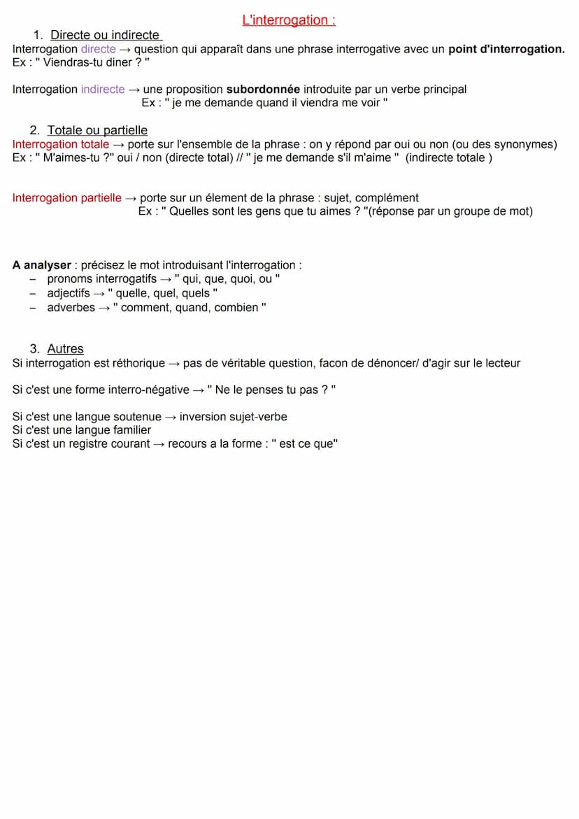 → forme de phrase
- De nos jours, les marques de négation fonctionne par 2: ne...plus, ne...rien,...
- Une phrase complexe n'est négative qu