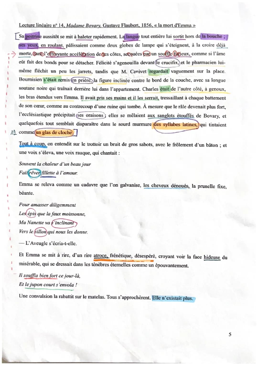 1
1
Lecture linéaire n° 14, Madame Bovary, Gustave Flaubert, 1856, « la mort d'Emma »
Sa poitrine aussitôt se mit à haleter rapidement. La l