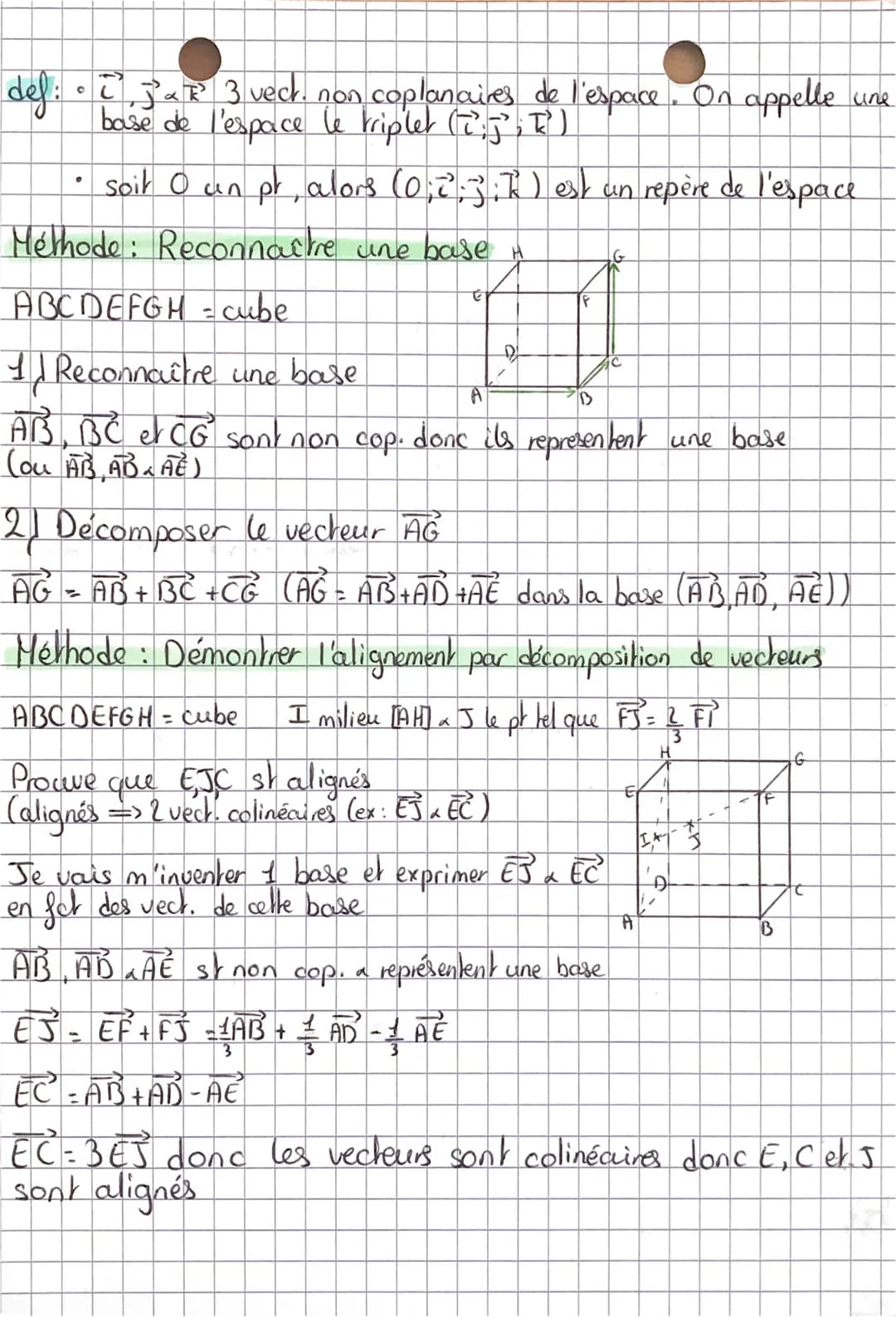 Mathématiques
Chapitre 1: Vecteur, droile et plan de l'espace.
I- Vecteurs de l'espace
Vecteur
sens, 1 direction, I norme
-Combinaison linéa