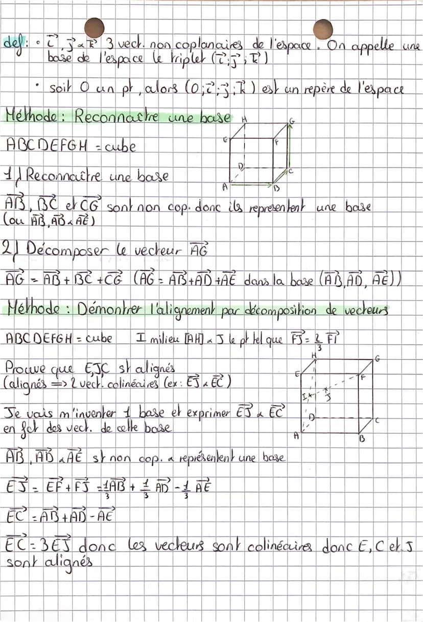 Mathématiques
Chapitre 1: Vecteur, droile et plan de l'espace.
I- Vecteurs de l'espace
Vecteur
sens, 1 direction, I norme
-Combinaison linéa