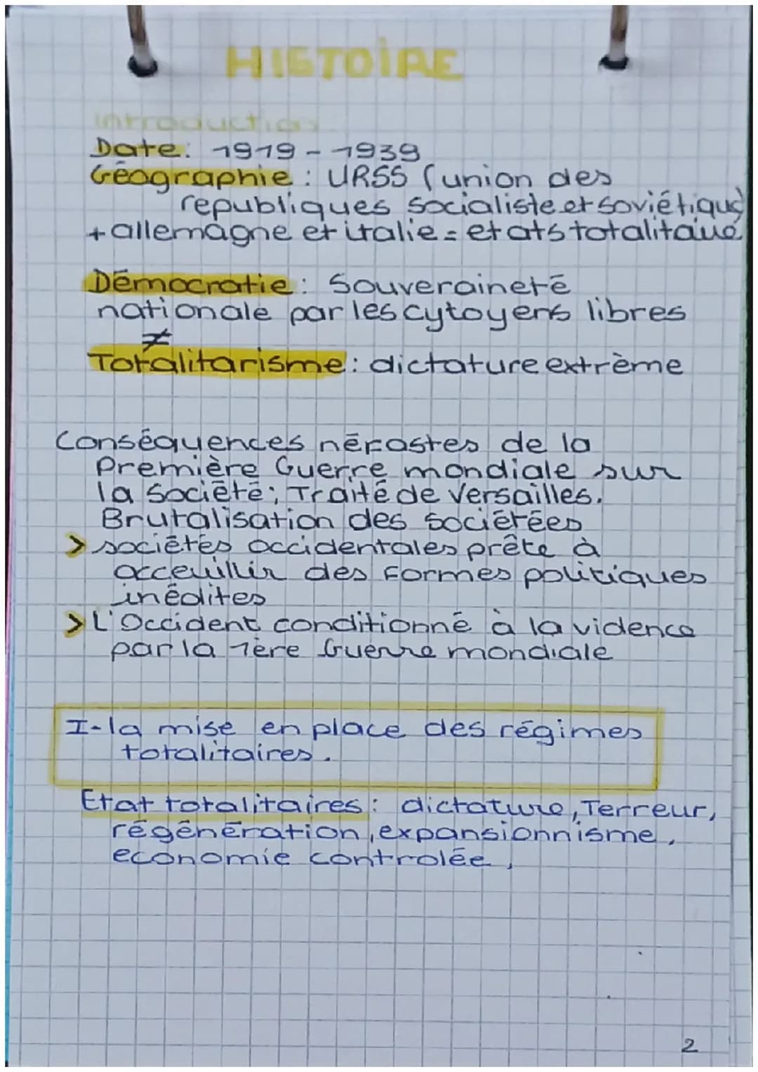 HISTOIRE
introduct
Date: 1919-1939
Geographie: URSS (union des
republiques socialiste et soviétiqus
+allemagne et italie- etats totalitate
D