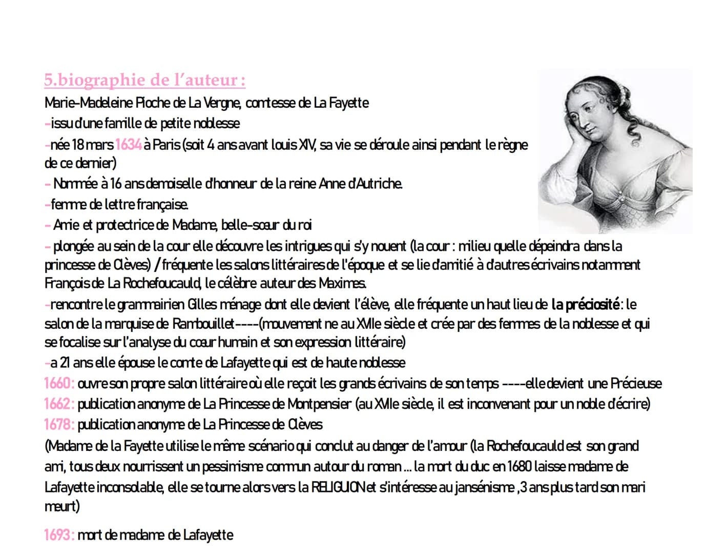 Fiche de lecture de la princesse de Clèves :
OBJET D'ETUDE : Le roman et le récit du Moyen Age-au
XXIème siècle
La Princesse de Clèves, Mada