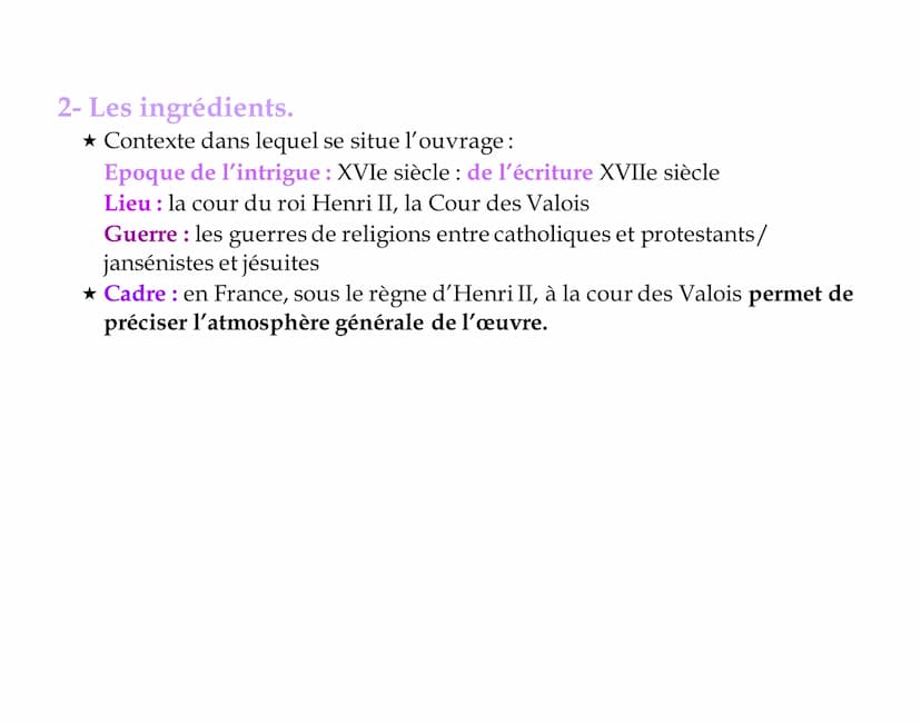 Fiche de lecture de la princesse de Clèves :
OBJET D'ETUDE : Le roman et le récit du Moyen Age-au
XXIème siècle
La Princesse de Clèves, Mada