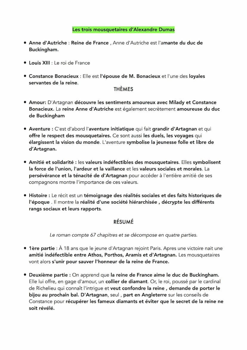 Les trois mousquetaires d'Alexandre Dumas
CONTEXTE
Les Trois Mousquetaires est un roman d'apprentissage et un récit historique romancé
qui p