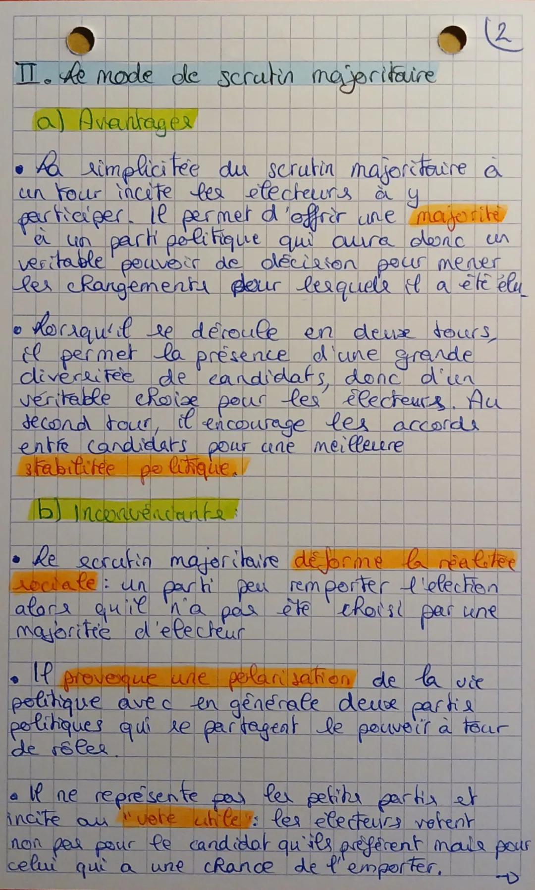 SES

Quelle est l'influence der moder de scriin!

I. Les differents modes de serutin?

a) Majoriteure ou proportionnels, directou indind

Le