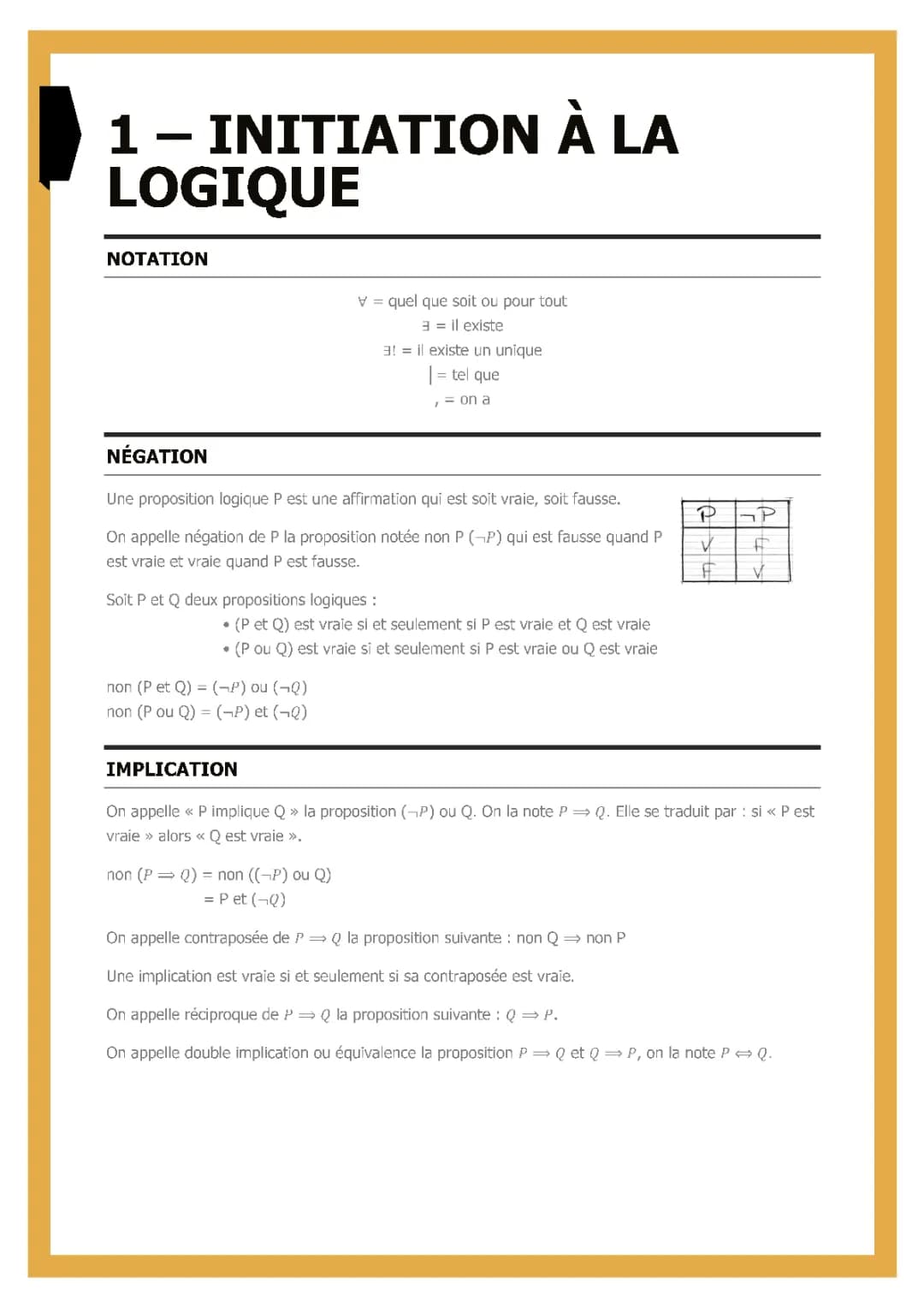 Maths spé - logique