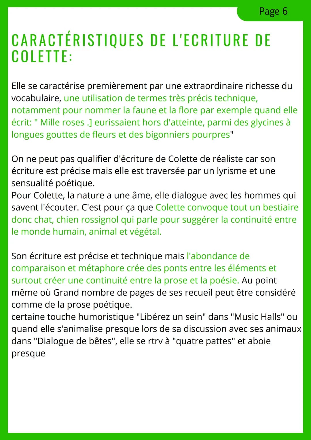 Page 1
COLETTE: SIDO/LES URILLES DE
LA VIGNE
FICHE D'IDENTITÉ:
• Auteur: Sidonie Gabrielle Colette
• Date: 1930 et 1908
• Mouvement: Courant