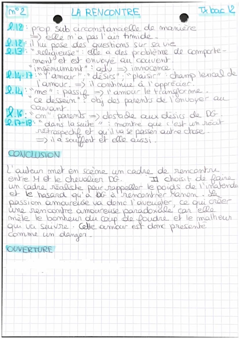 M° 1
LA RENCONTRE
tx bacm 12
INTRO: L'abbé Prévost est un romander, historien et
journaliste né en 1697 et décédé en 1763.
Il a surtout été 