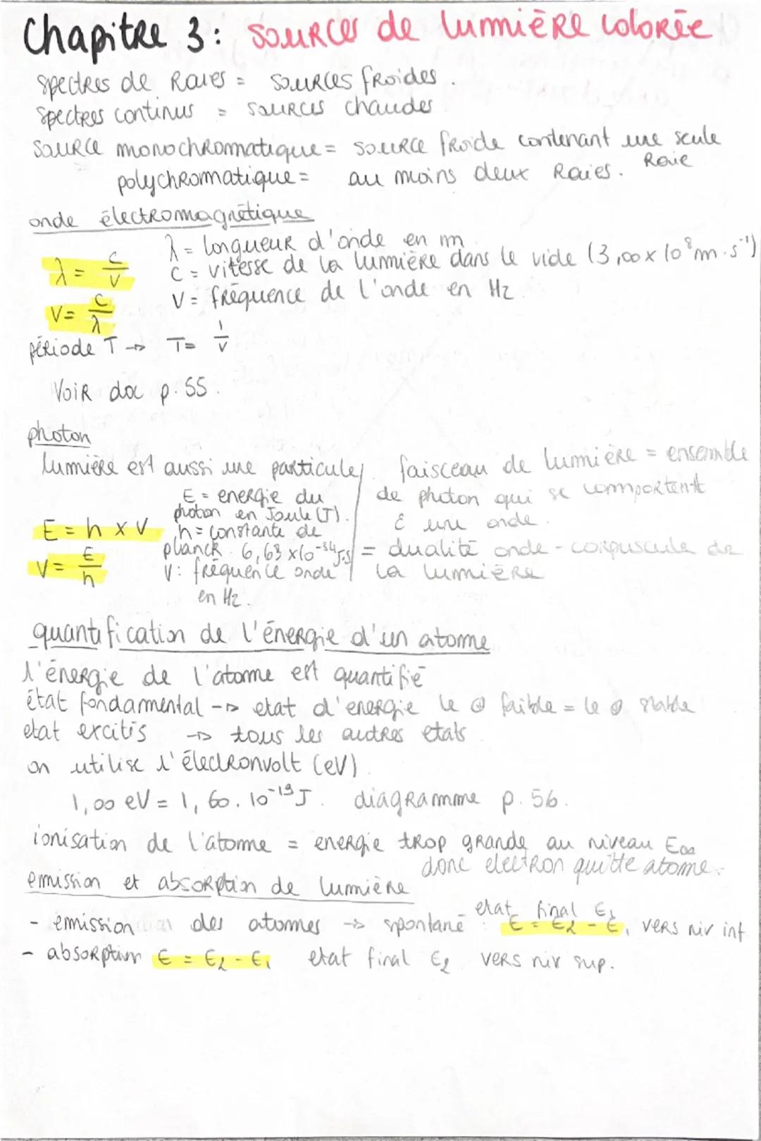 # Chapitre 3: Sourcer de lumière colorée

spectres de Raves = sources froides.
Spectres continus = Sources chauder
SOURCE monochromatique = 