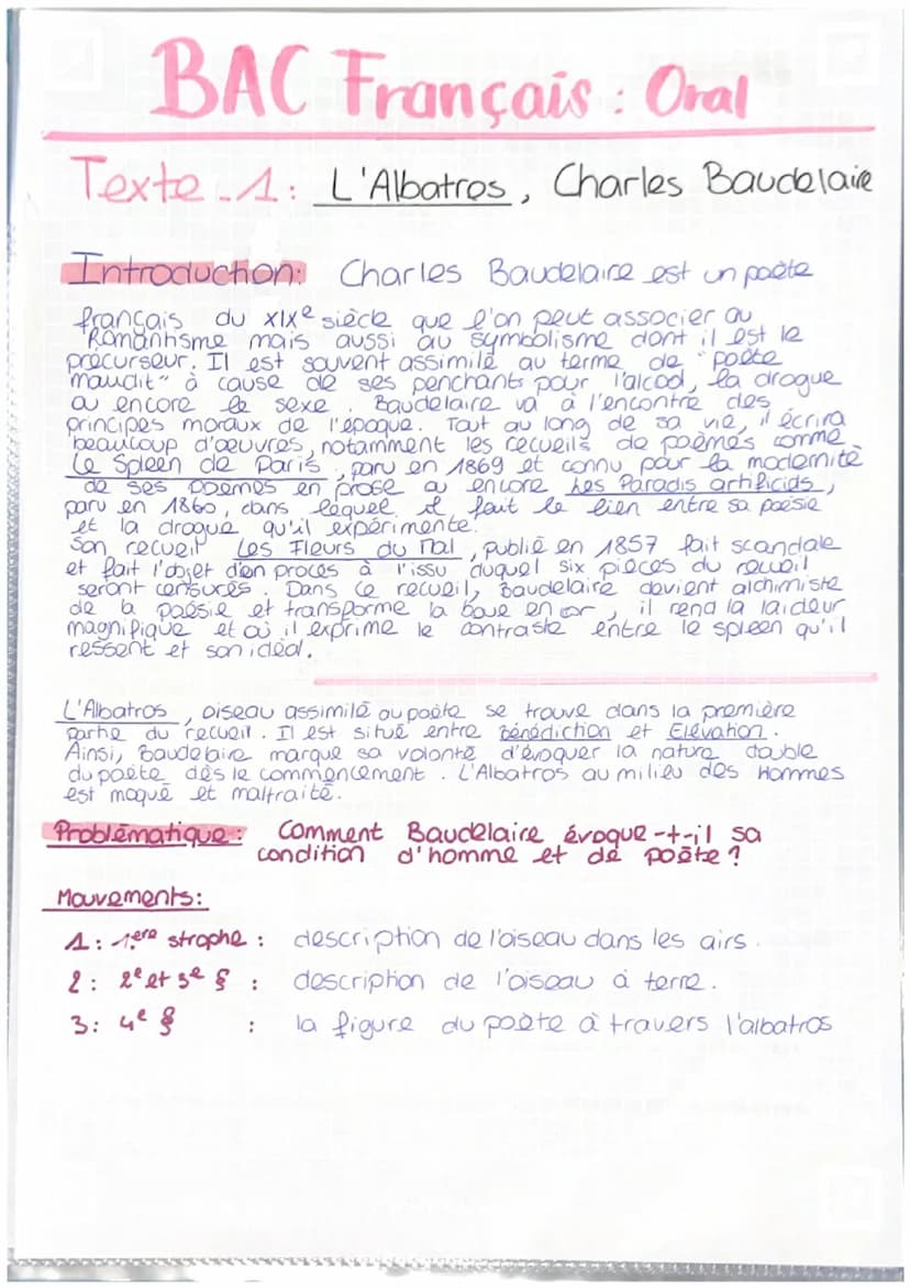La poésie du XIXe siècle au XXIe siècle. 1G3 I. Mariage
S- mumt mer
✓ → vol
Texte 1
siseau lansairs
L'Albatros
CC de temps
cc de but
H en gé