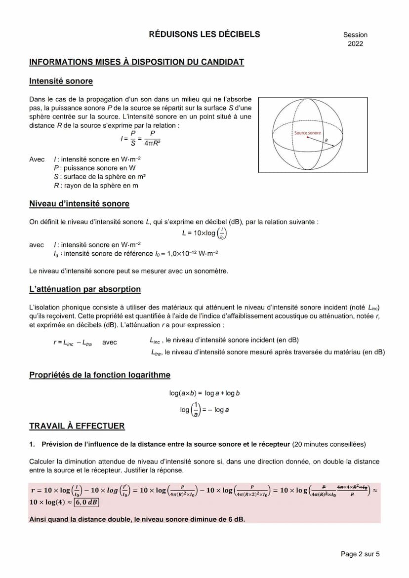 NOM :
RÉDUISONS LES DÉCIBELS
BACCALAURÉAT GÉNÉRAL
Épreuve pratique de l'enseignement de spécialité physique-chimie
Évaluation des Compétence