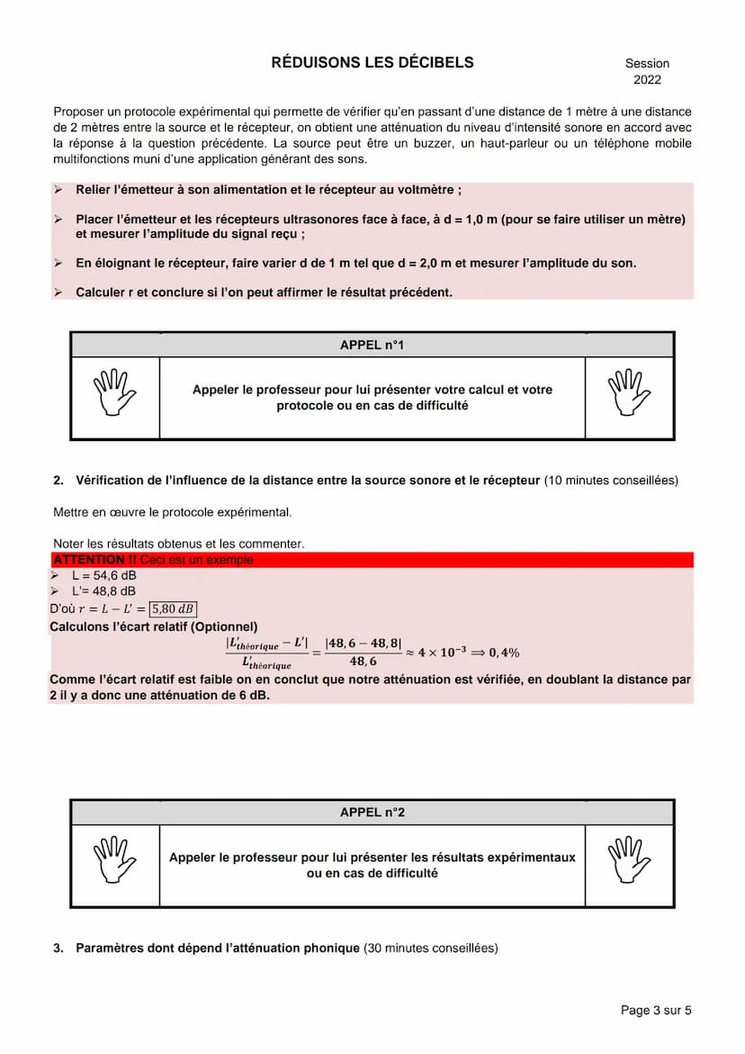 NOM :
RÉDUISONS LES DÉCIBELS
BACCALAURÉAT GÉNÉRAL
Épreuve pratique de l'enseignement de spécialité physique-chimie
Évaluation des Compétence