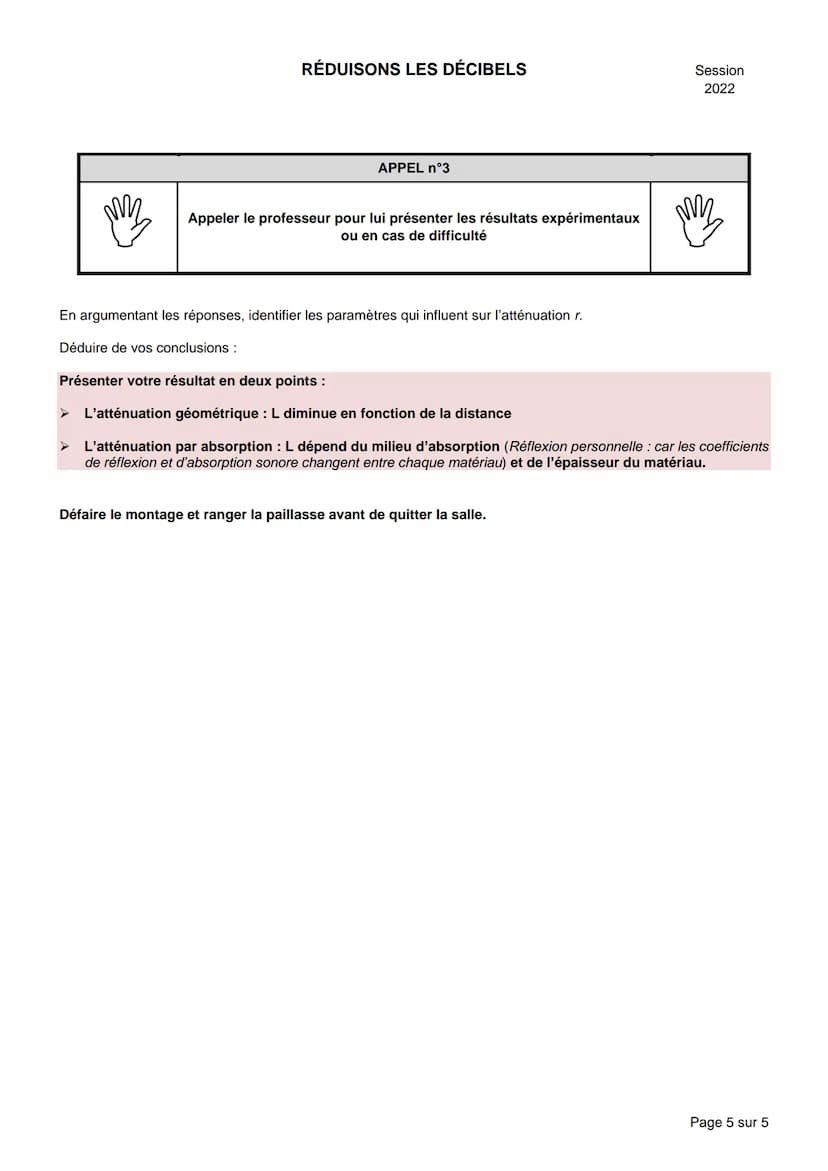 NOM :
RÉDUISONS LES DÉCIBELS
BACCALAURÉAT GÉNÉRAL
Épreuve pratique de l'enseignement de spécialité physique-chimie
Évaluation des Compétence