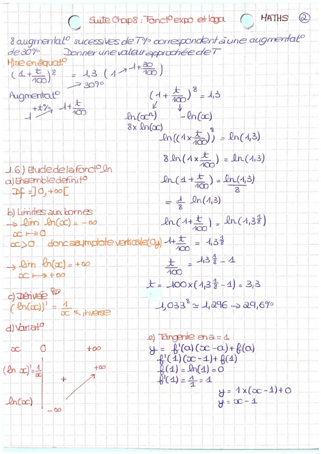 Chapitre 8: Tonct Exponentielle
et fonct logaritime Neperien (Neper)

Définit: La fonct logarithme neparien, notée (M est la fonct
$M: ]0; +