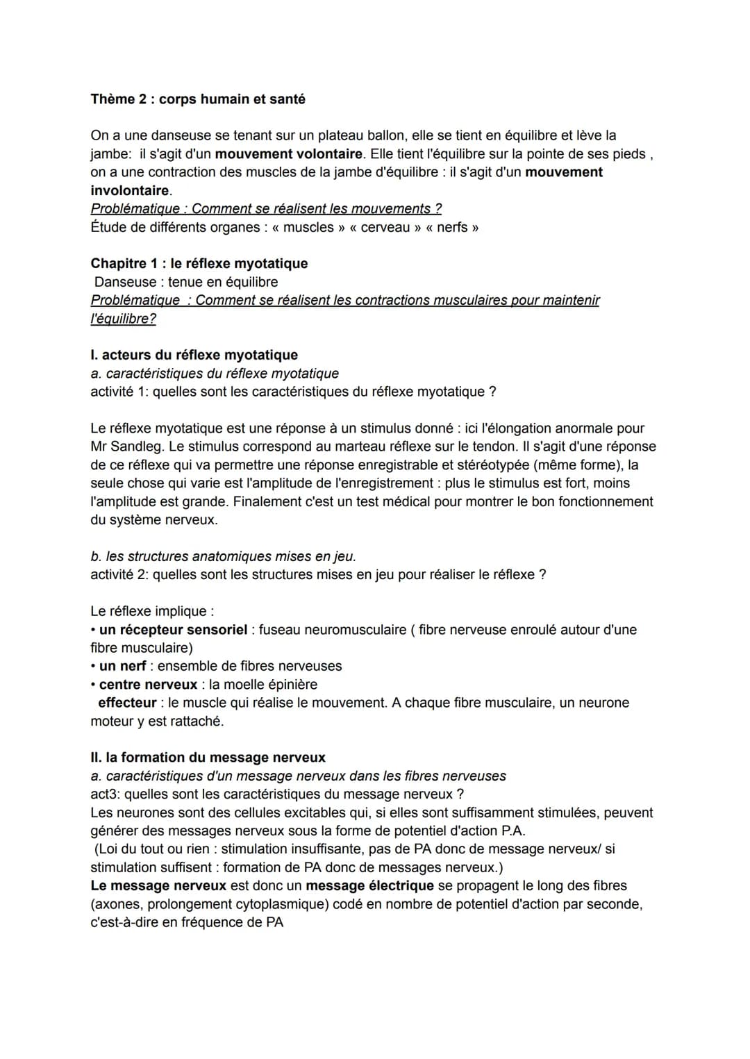 Thème 2: corps humain et santé
On a une danseuse se tenant sur un plateau ballon, elle se tient en équilibre et lève la
jambe: il s'agit d'u