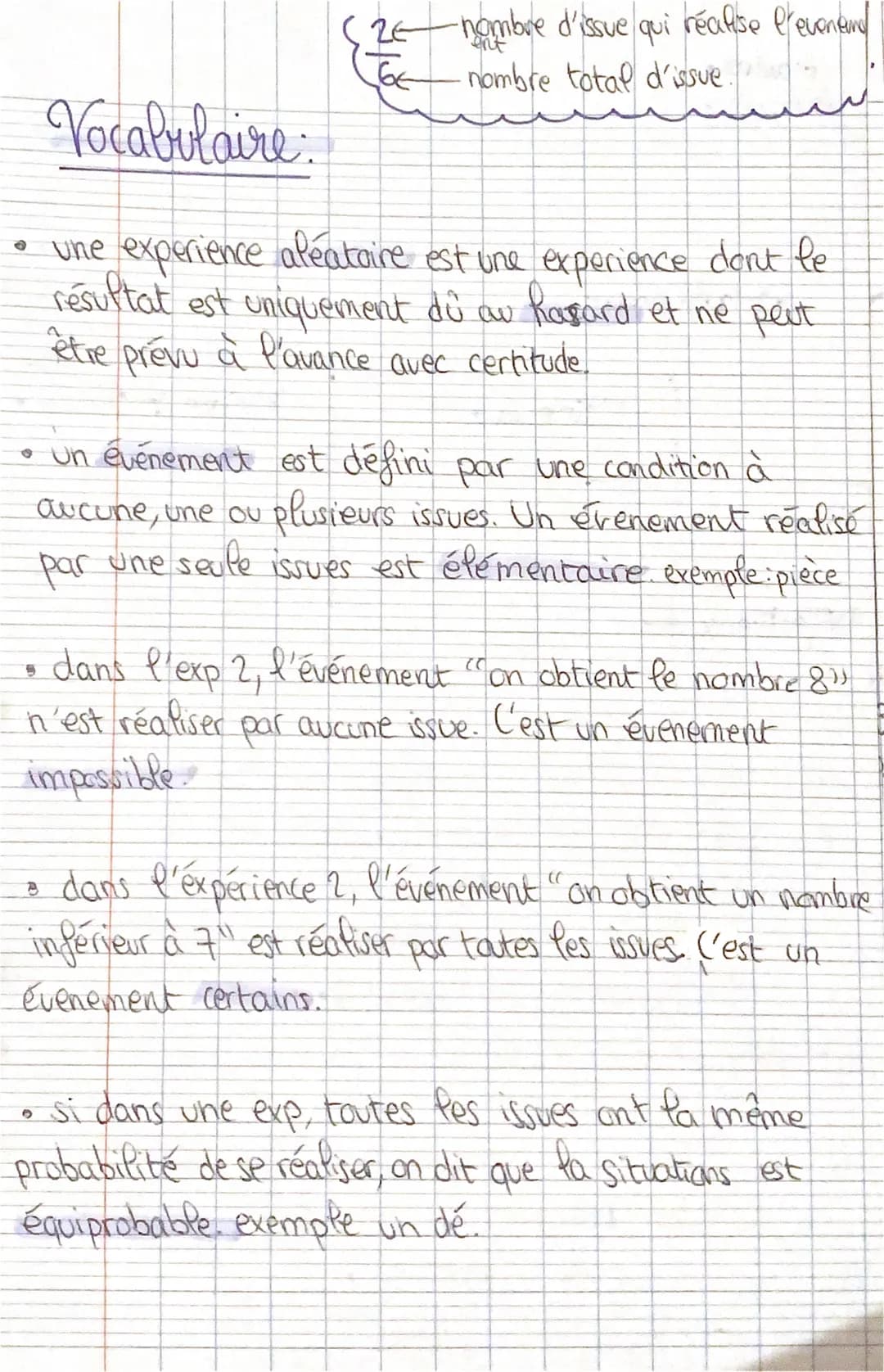 Probabilités: Chan 1
exemples:
On lance un dé à 6 faces. On considere les
E. ("On obtient un 3!¹)
F: ("On obtient un chiffre pair")
6. ("On 