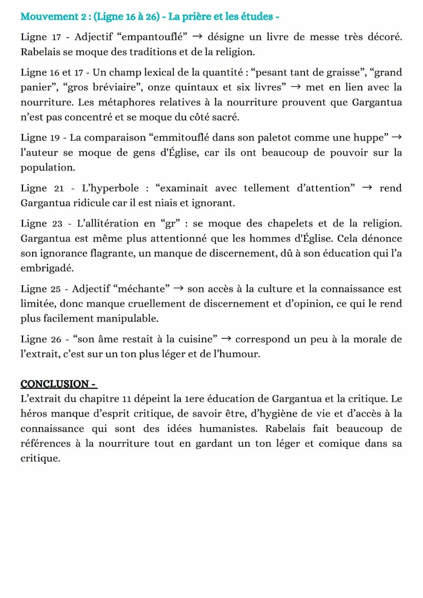 Lecture linéaire: L'éducation de Gargantua
selon les précepteurs sophistes
INTRODUCTION -
Nous allons étudier un extrait de l'œuvre Gargantu