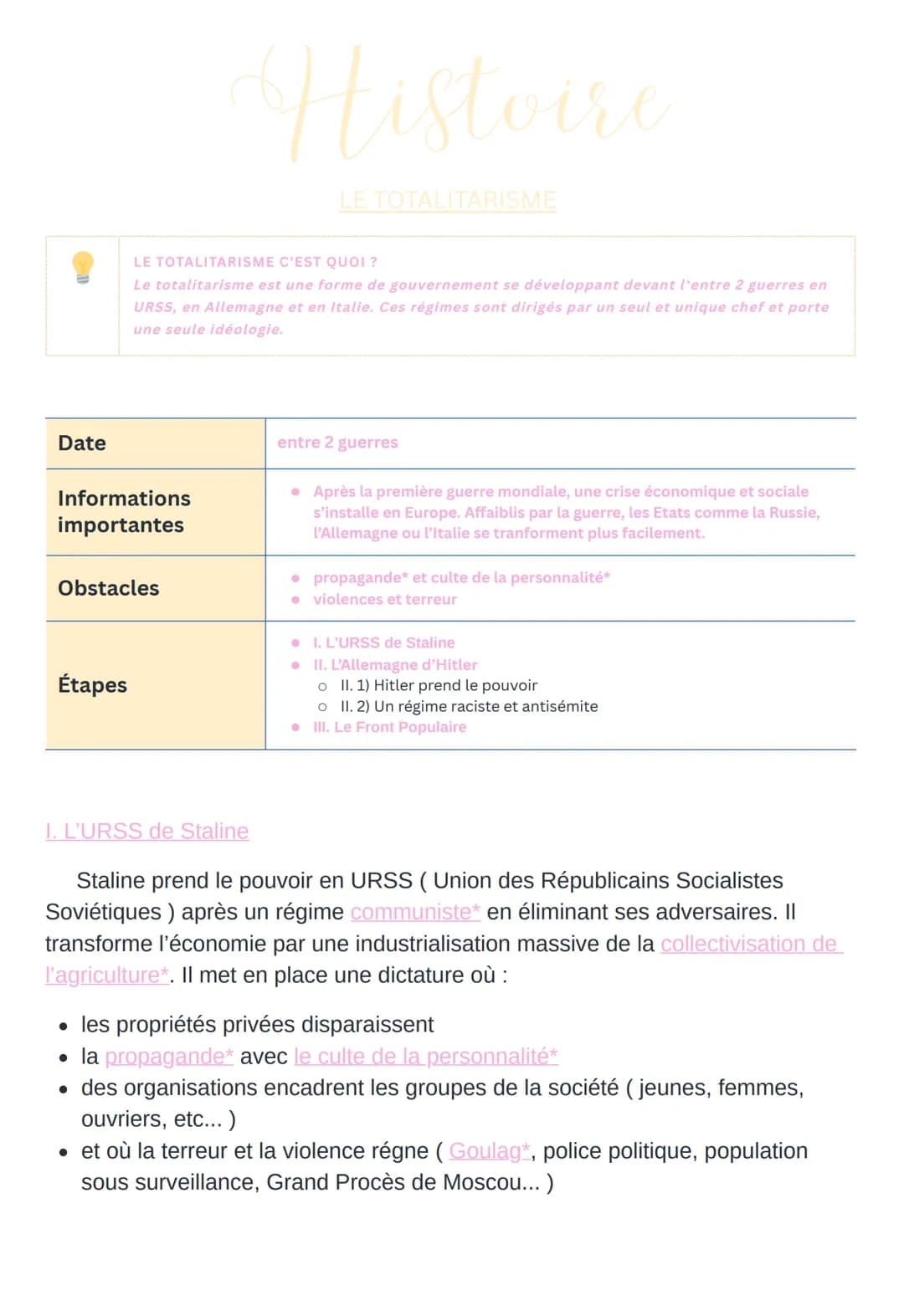 Date
Informations
importantes
LE TOTALITARISME C'EST QUOI ?
Le totalitarisme est une forme de gouvernement se développant devant l'entre 2 g