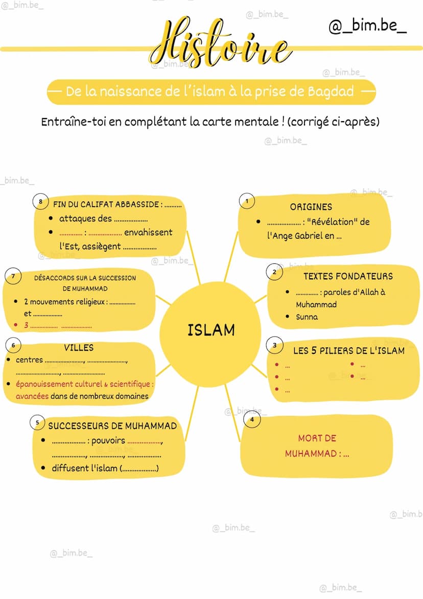 @_bim.be_
@_bim.be_
@_bim.be_
Histoire
@_bim.be_
De la naissance de l'islam à la prise de Bagdad
@_bim.be_
I. Les origines de l'islam
L'isla