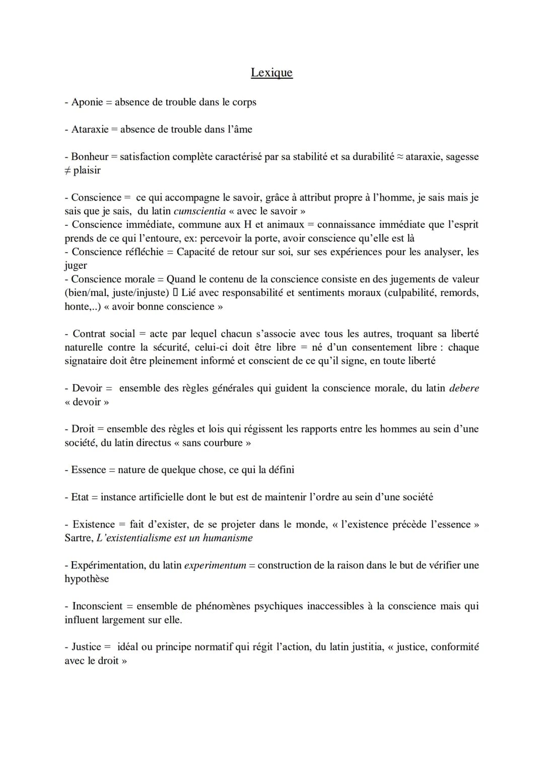 -
Lexique
Aponie absence de trouble dans le corps
- Ataraxie = absence de trouble dans l'âme
- Bonheur = satisfaction complète caractérisé p