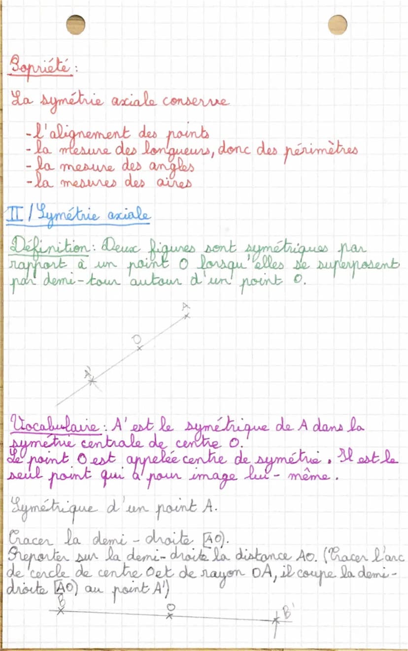 • MATHS
Symétrie
I/ Symétrie axiale
Definition: On dit
le point A' est le symétrique du
point A par rapport à une droite (d), si la droite (