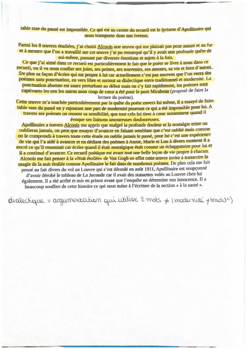 Lecture cursive EAF
J'ai choisit de vous présenter Alcools de Guillaume Apollinaire, il s'agit d'un recueil poétique qui
ouvre à la modernit