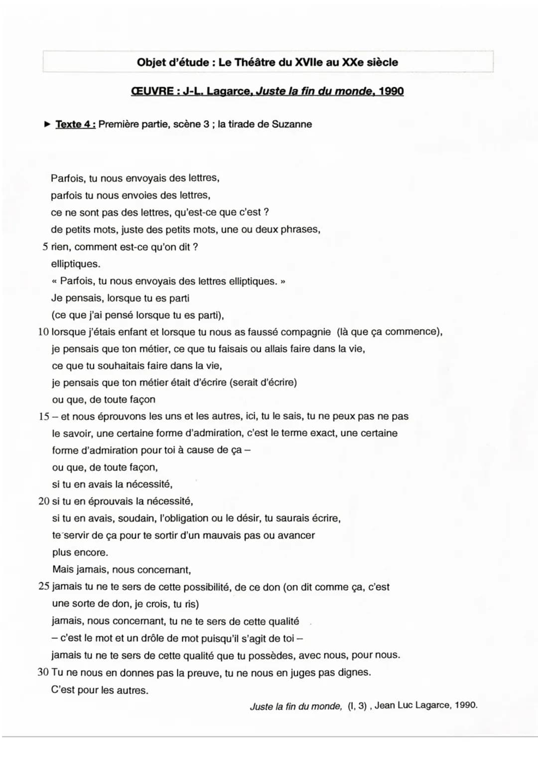 Fiche synthèse n°4
Introduction: Né le 14 février à 1957 à Héricourt, Jean Luc Lagarce,
comédien, metteur en scène, directeur de troupe et d
