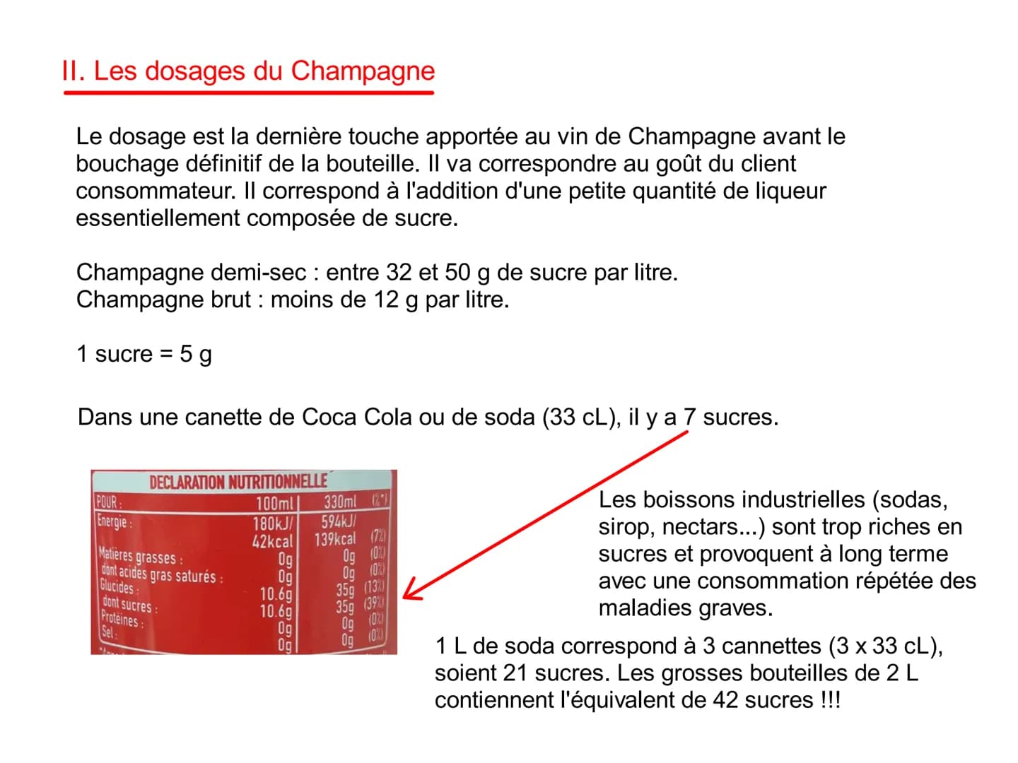 La solubilité
Les solutions
Solvants et solutés II. Les dosages du Champagne
Le dosage est la dernière touche apportée au vin de Champagne a