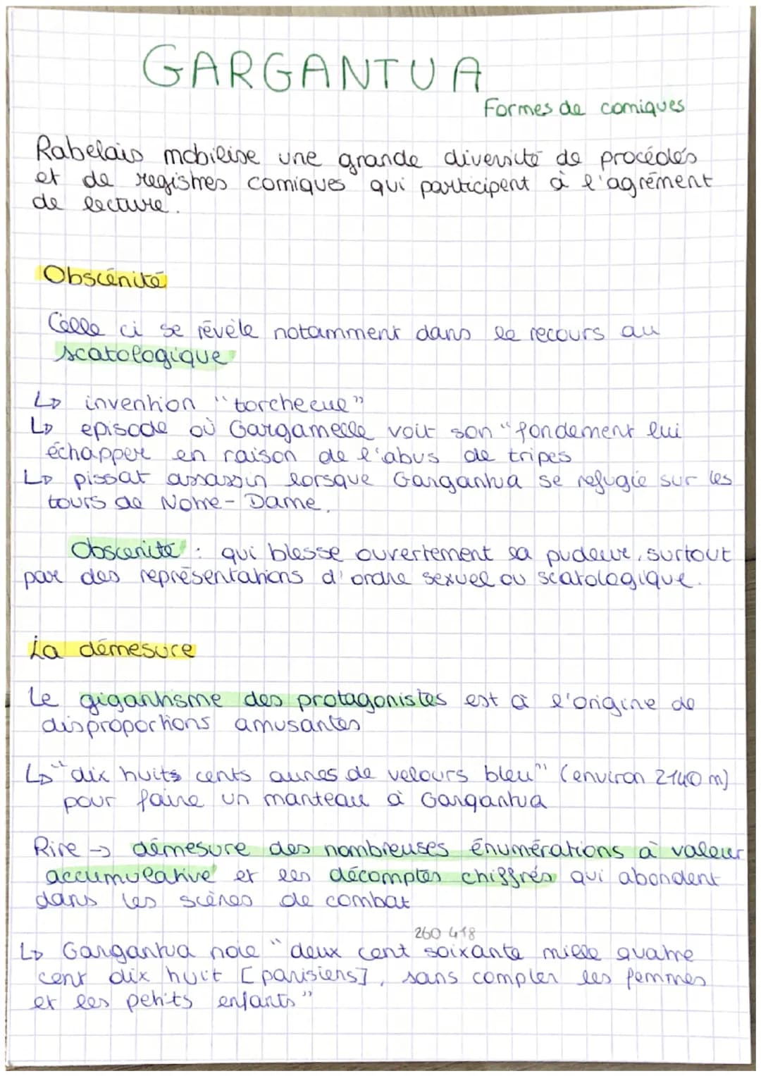 GARGANTUA
Formes de comiques.
Rabelais mobilise une grande diversité de procédés
et de registres comiques qui participent à l'agrément
de le
