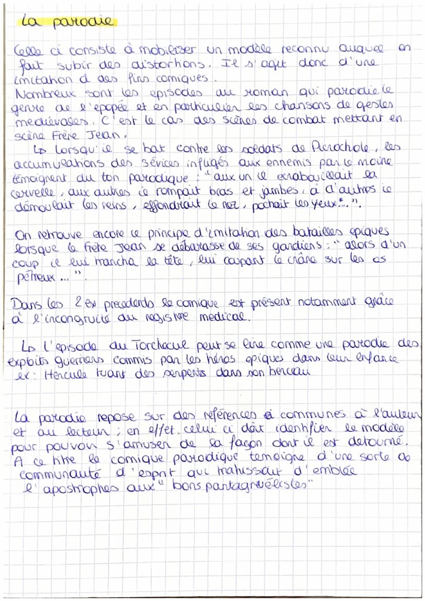 GARGANTUA
Formes de comiques.
Rabelais mobilise une grande diversité de procédés
et de registres comiques qui participent à l'agrément
de le