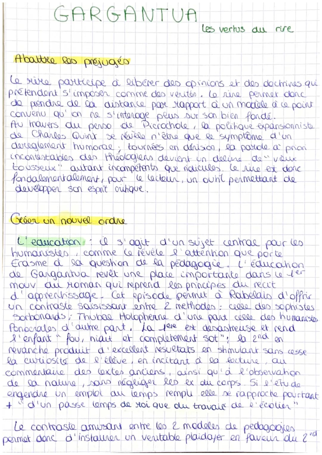 GARGANTUA
Formes de comiques.
Rabelais mobilise une grande diversité de procédés
et de registres comiques qui participent à l'agrément
de le