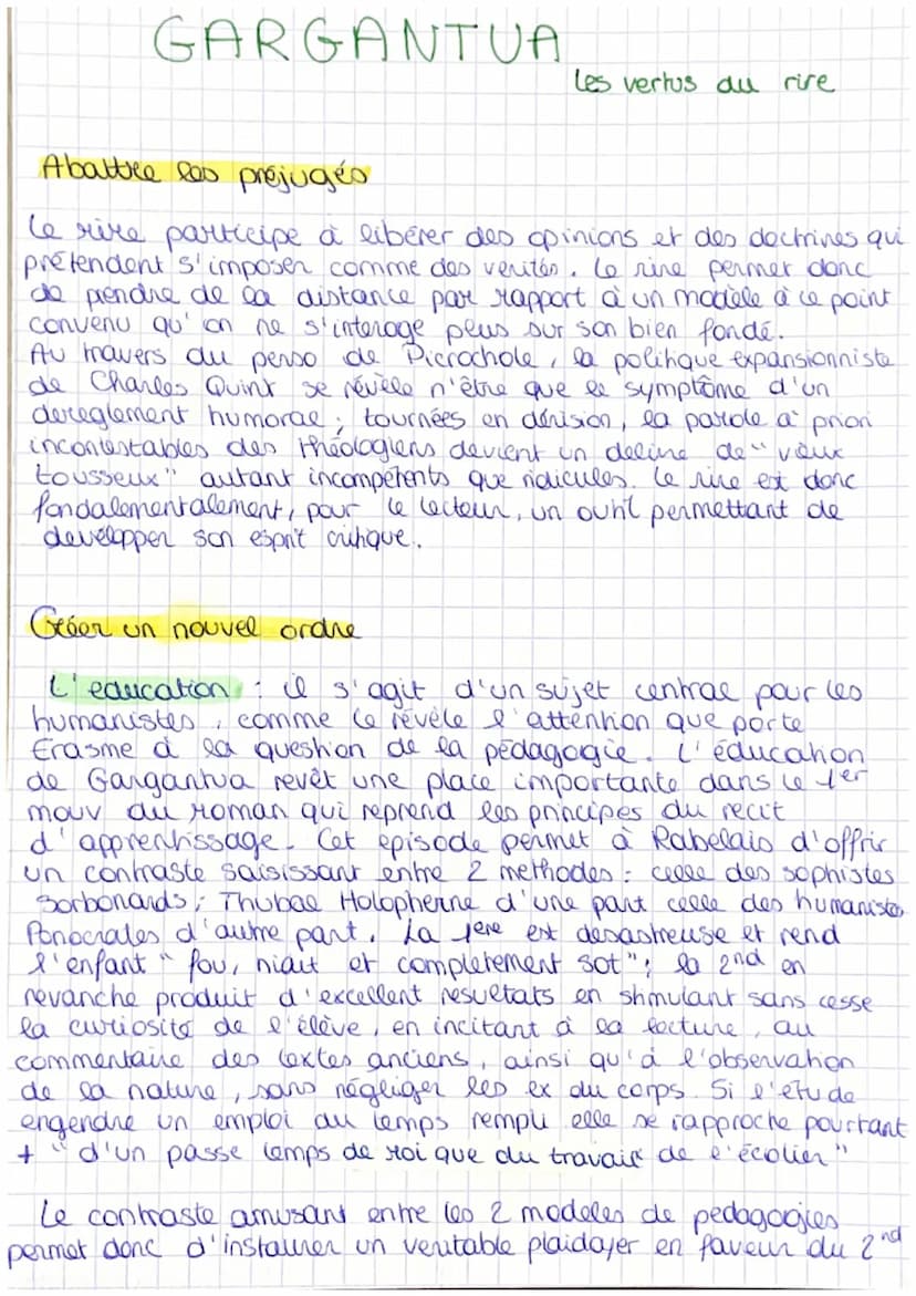 GARGANTUA
Formes de comiques.
Rabelais mobilise une grande diversité de procédés
et de registres comiques qui participent à l'agrément
de le