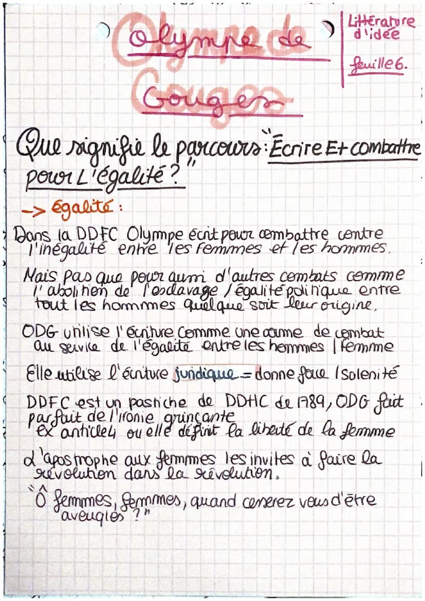 Clympe de
Gouges
femme le lettre, dramaturge, romancière, auteure
de pamplets (texte court violent et attaquant des
institutions ou des pers