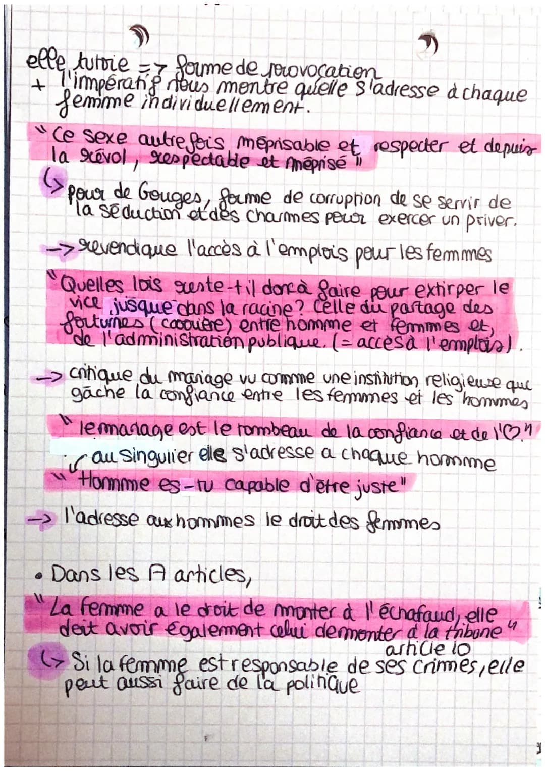 Clympe de
Gouges
femme le lettre, dramaturge, romancière, auteure
de pamplets (texte court violent et attaquant des
institutions ou des pers