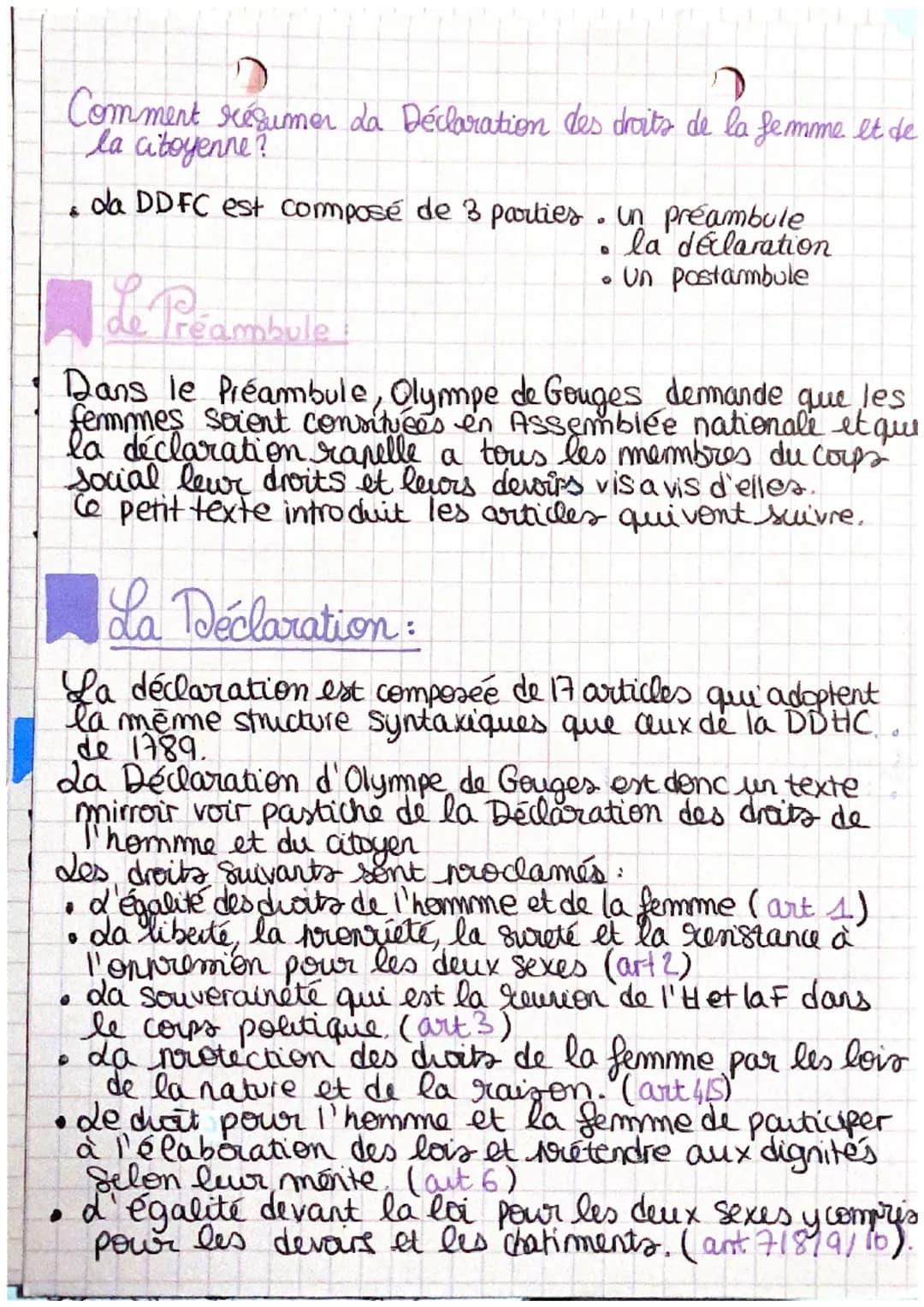 Clympe de
Gouges
femme le lettre, dramaturge, romancière, auteure
de pamplets (texte court violent et attaquant des
institutions ou des pers