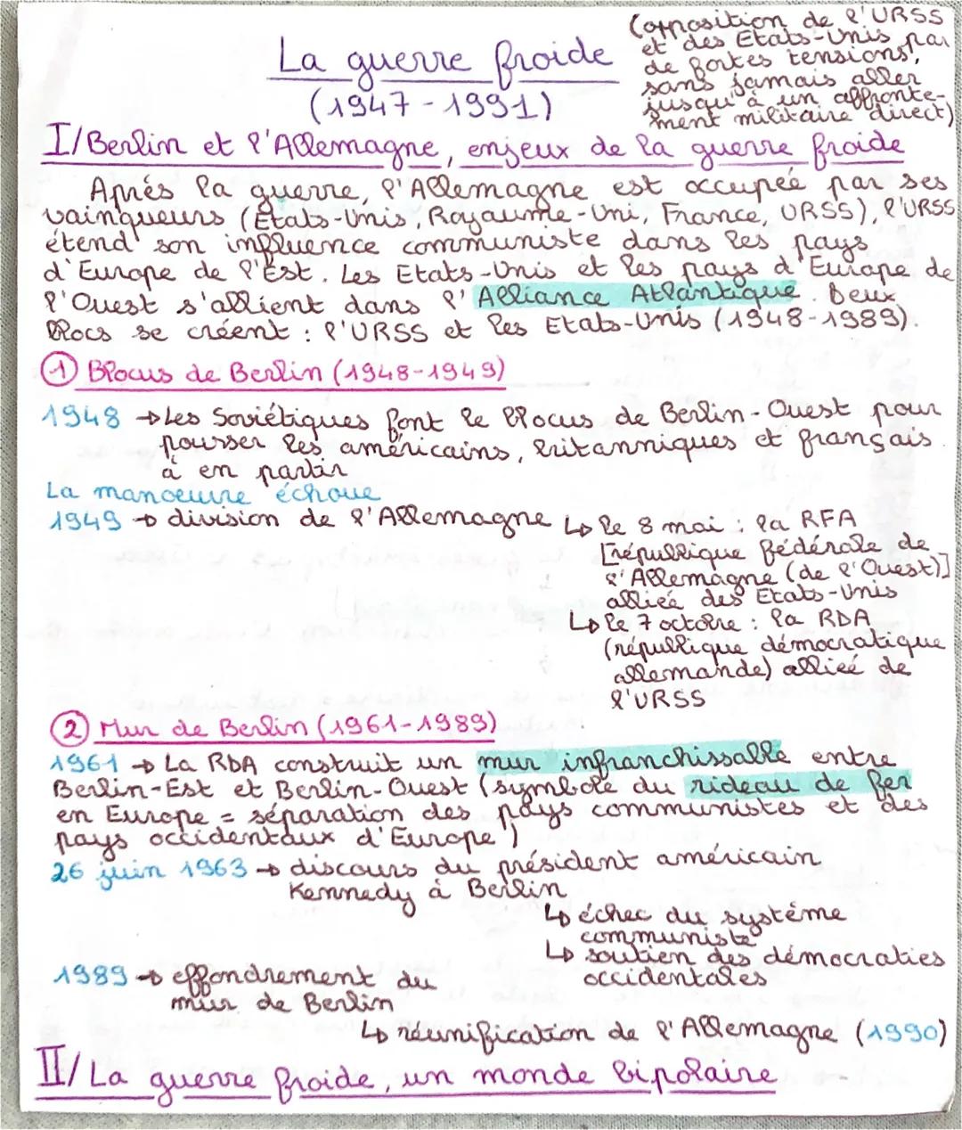 # La guerre froide
(1947-1991)
Copposition de l'URSS
et des Etats-Unis pai
de Bortes for tensions,
sans jamais aller
jusqu'à un alte
ment mi