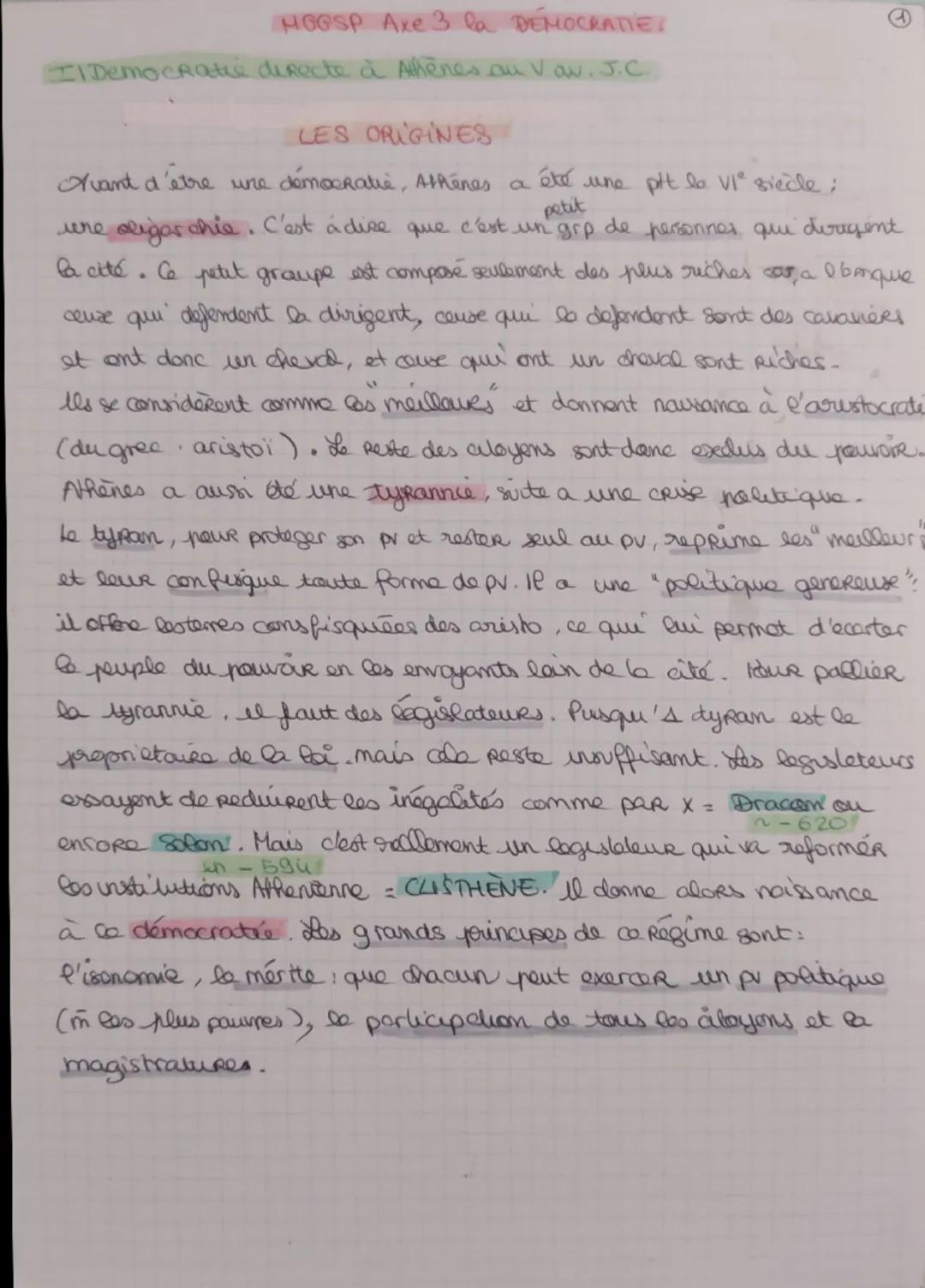 MGGSP Axe 3 la DEMOCRATIE
Il Democratic directe à Athènes au Vov. J.C..
LES ORIGINES
Avant d'être une démocratie, Athènes a
été une ptt le V