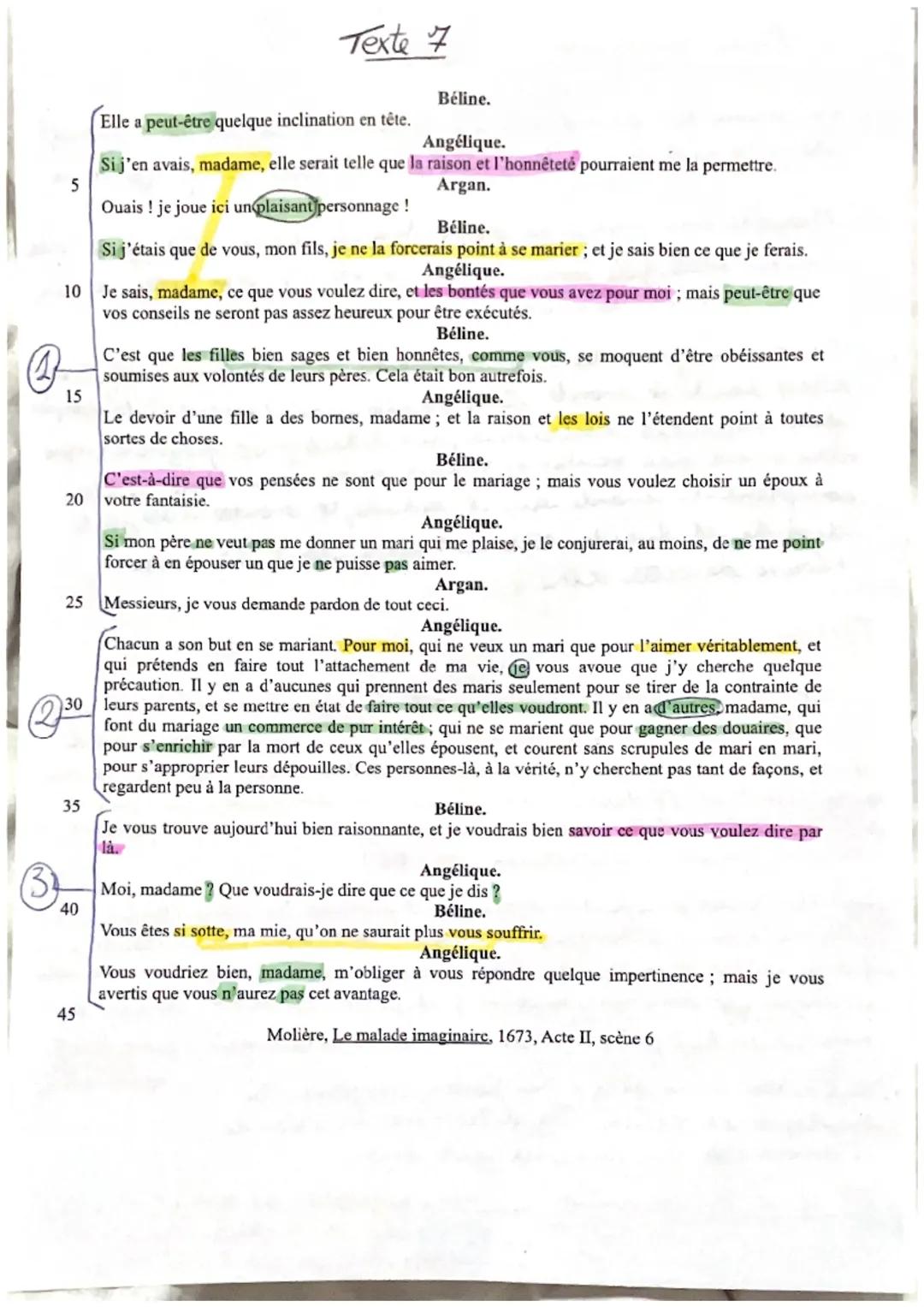 Analyse d'Acte II Scène 6 de Le Malade imaginaire et discours sur le mariage de Molière