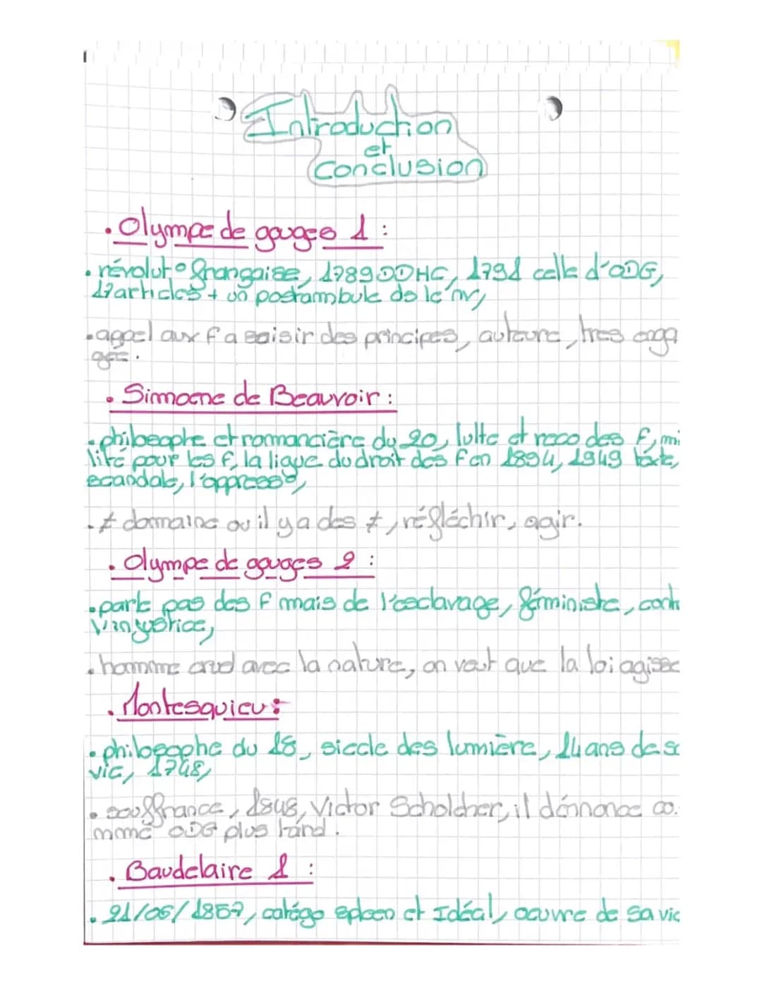 Fiche de Révision sur Olympe de Gouges et Égalité Femme-Homme