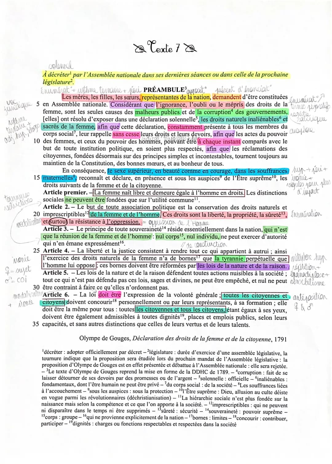 Vec
juridique
wythme
terraire +
adj hyp, élogo sa
Texte 7
solennel
À décréter par l'Assemblée nationale dans ses dernières séances ou dans c