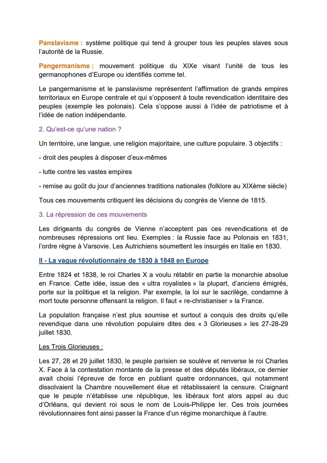 Quatrième partie : 1814 - 1848 l'Europe entre restauration et
révolutions
I - Une Europe conservatrice face aux mouvements révolutionnaires 