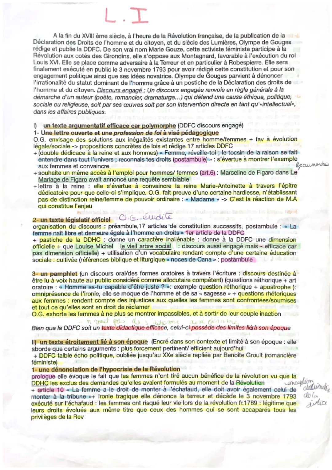 L.I
A la fin du XVIII ème siècle, à l'heure de la Révolution française, de la publication de la
Déclaration des Droits de l'homme et du cito