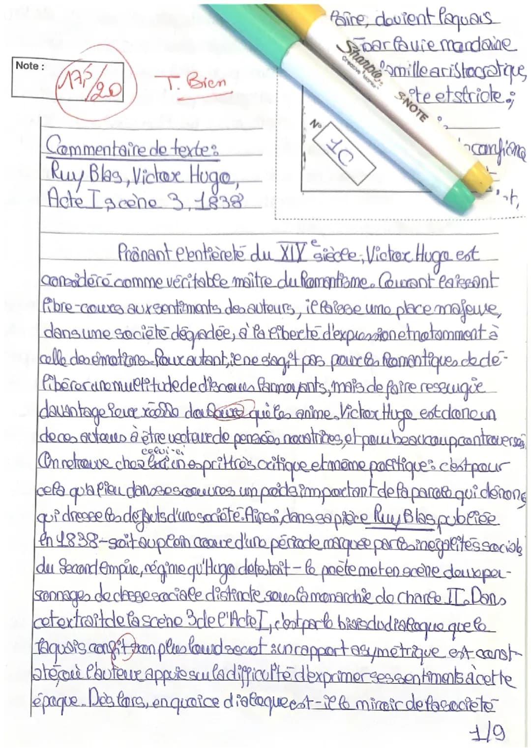 Note:
CAP
1/20
T. Bien
Commentaire de texte.
Ruy Blas, Victor Hugo,
Acte Iscene 3, 1838
No
Paire, dovient laquais
Star Quie mandaine
Creativ